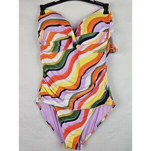 Anne Cole Women's One Piece Swimsuit Size 16 Striped Strapless Swimsuit Swim